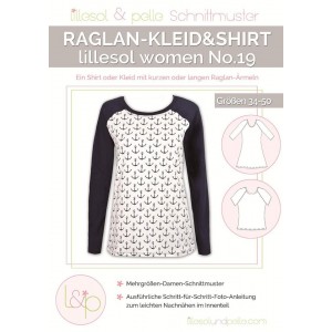 Papierschnittmuster lillesol women No.19 Raglan Kleid+Shirt Gr. 34-50